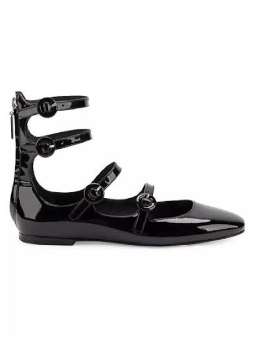Larroude Patent Black Strappy Alexa Flats - Picture 3 of 5